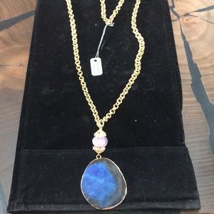 Handmade lapis necklace.